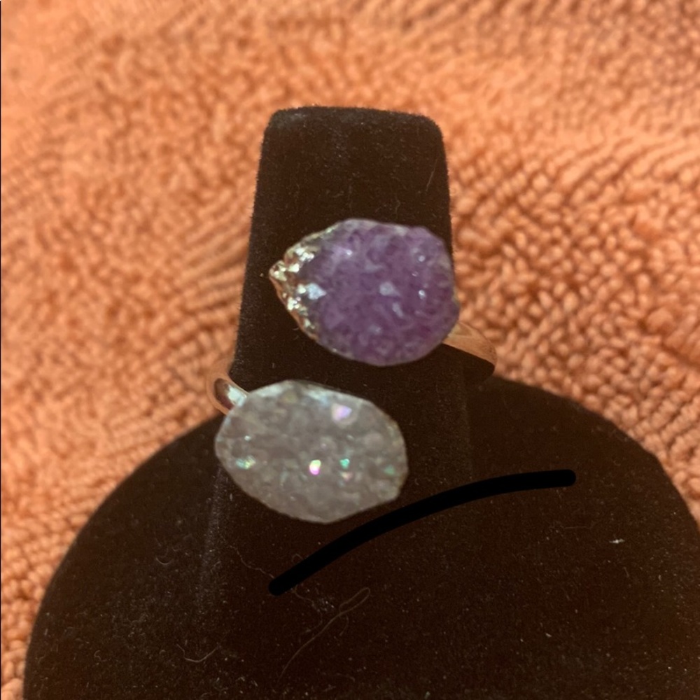 2 Stone Druzy Ring